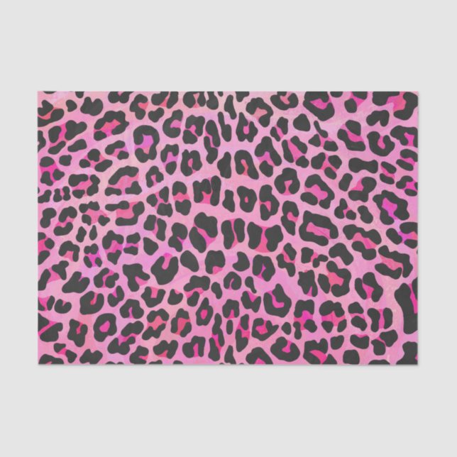 Leopard Black and Hot Pink Print Tissue Paper (Front)