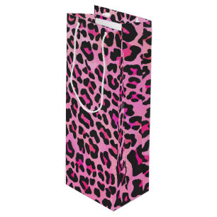 Leopard Black and Hot Pink Print Wine Gift Bag