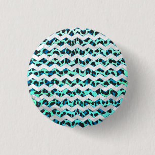 Leopard Black and Teal Print 1 Inch Round Button