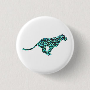 Leopard Black and Teal Print 1 Inch Round Button