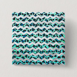 Leopard Black and Teal Print 2 Inch Square Button