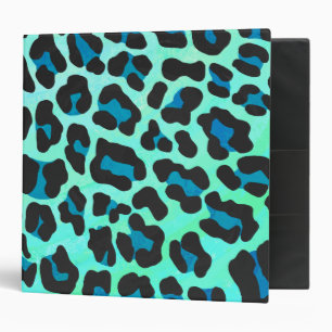 Leopard Black and Teal Print Binder