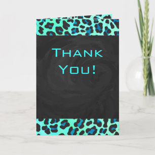Leopard Black and Teal Print Card