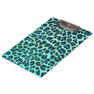 Leopard Black and Teal Print Clipboard