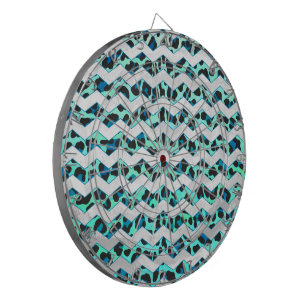 Leopard Black and Teal Print Dartboard