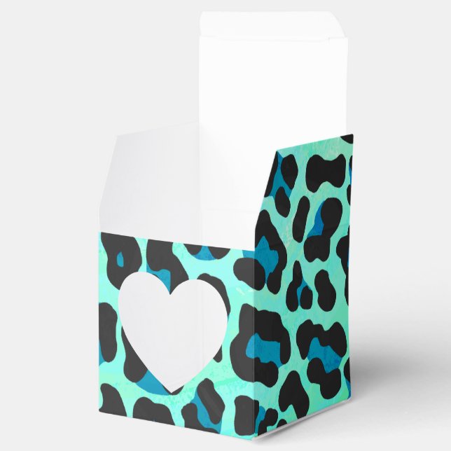 Leopard Black and Teal Print Favor Box (Opened)