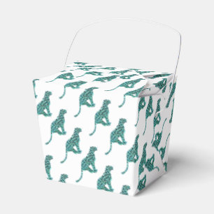 Leopard Black and Teal Print Favor Box