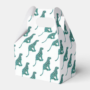 Leopard Black and Teal Print Favor Box