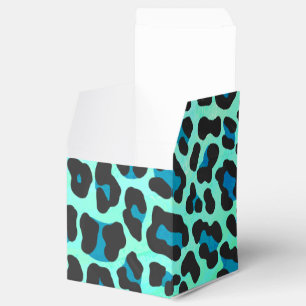 Leopard Black and Teal Print Favor Box