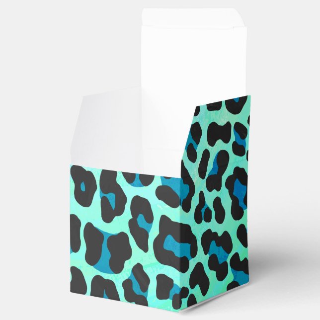 Leopard Black and Teal Print Favor Box (Opened)