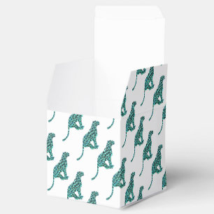 Leopard Black and Teal Print Favor Box