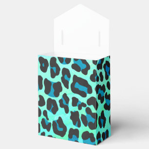 Leopard Black and Teal Print Favor Box