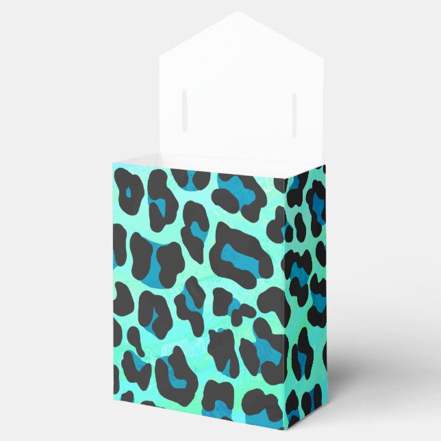 Leopard Black and Teal Print Favor Box (Opened)