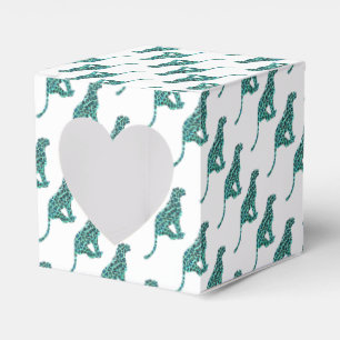 Leopard Black and Teal Print Favor Box