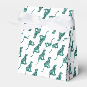 Leopard Black and Teal Print Favor Box