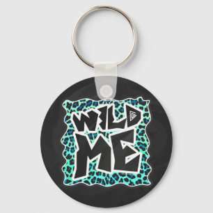 Leopard Black and Teal Print Keychain