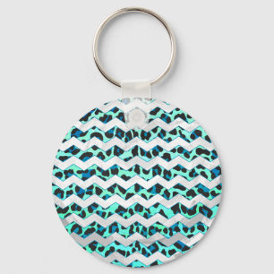 Leopard Black and Teal Print Keychain