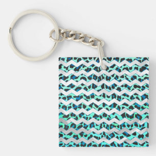 Leopard Black and Teal Print Keychain