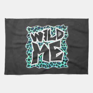 Leopard Black and Teal Print Kitchen Towel