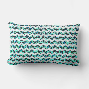 Leopard Black and Teal Print Lumbar Pillow