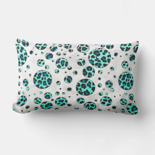 Leopard Black and Teal Print Lumbar Pillow