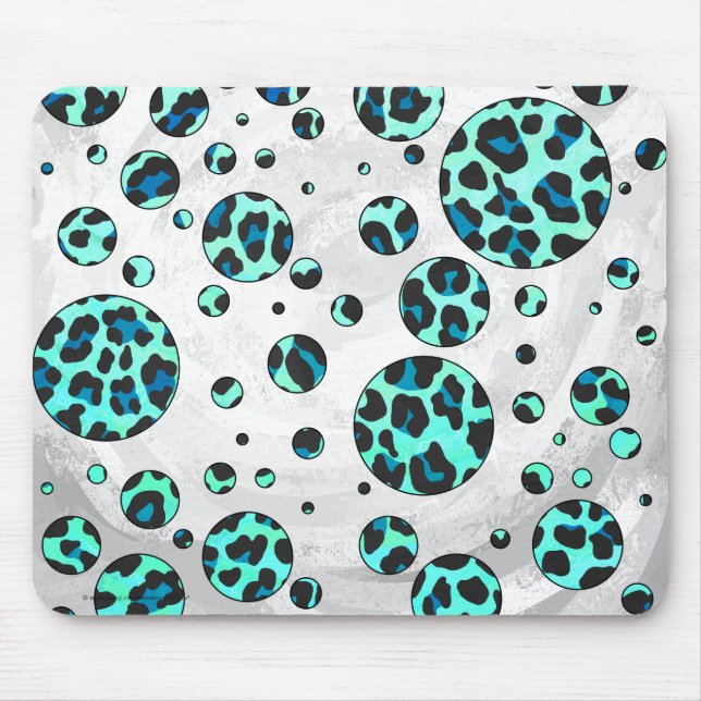 Leopard Black and Teal Print Mouse Pad (Front)