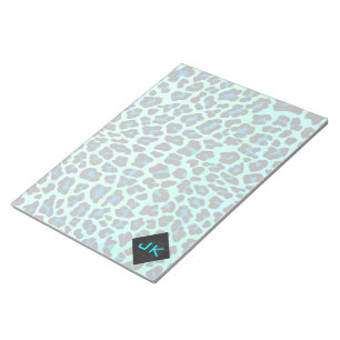 Leopard Black and Teal Print Notepad
