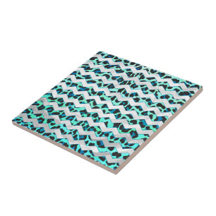Leopard Black and Teal Print Tile
