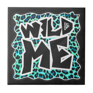 Leopard Black and Teal Print Tile