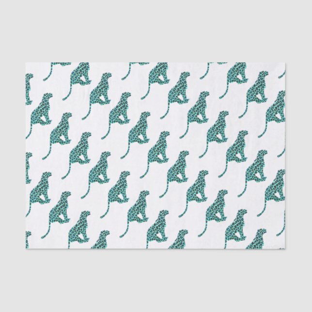 Leopard Black and Teal Print Tissue Paper (Front)