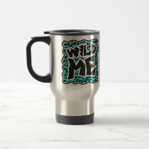 Leopard Black and Teal Print Travel Mug