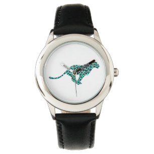 Leopard Black and Teal Print Watch