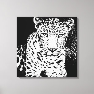 Leopard Black And White Portrait Wrapped Canvas