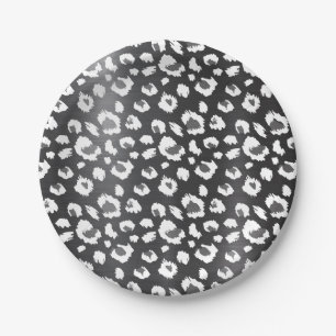 Leopard Black Animal Print Pattern Party  Paper Plate
