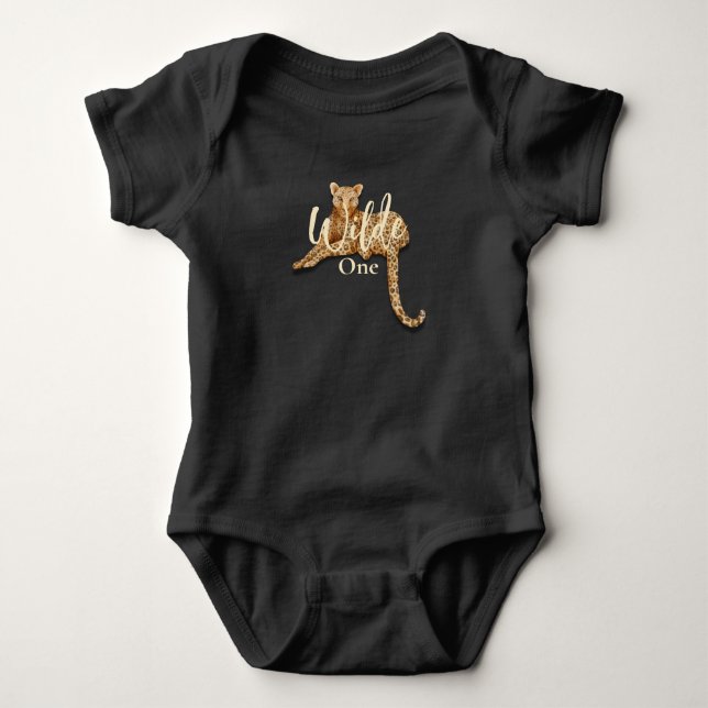 Leopard black baby one-piece bodysuit (Front)