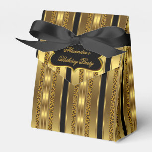 Leopard Black Gold Birthday Party Favour Gift Box