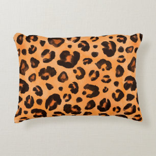Leopard black yellow orange brown seamless backgro accent pillow