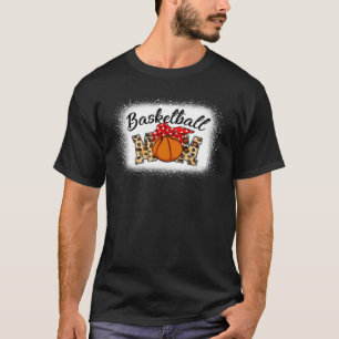 Leopard Bleached Basketball Mom Game Day T-Shirt