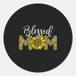 Leopard blessed mom sunflower mom life mother's da classic round sticker