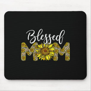 Leopard blessed mom sunflower mom life mother's da mouse pad