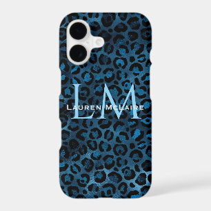 Léopard Bleu Monogramme Personnalisé