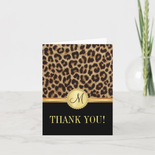 Leopard Bling Monogram Thank You Cards