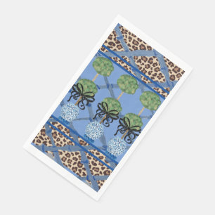Leopard Blue Bamboo Chinoiserie Ginger Jar Napkin