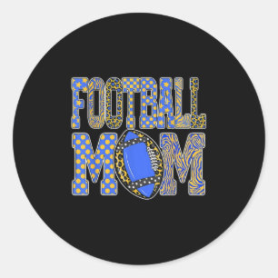 Leopard Blue Gold Checkered Football Touchdown Sea Classic Round Sticker