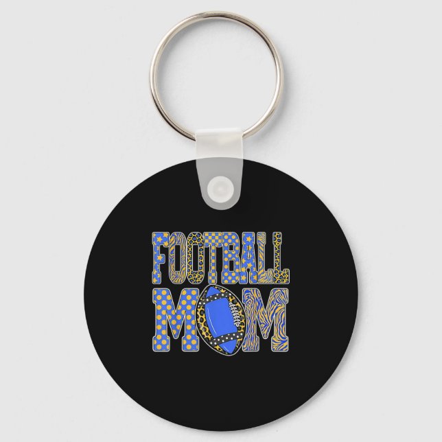 Leopard Blue Gold Chequered Football Touchdown Sea Keychain (Front)