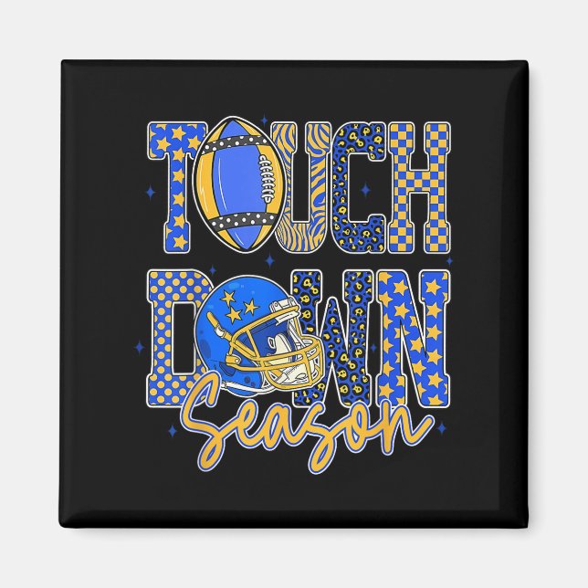 Leopard Blue Gold Chequered Football Touchdown Sea Magnet (Front)