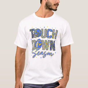 Leopard Blue Gold Chequered Football Touchdown Sea T-Shirt