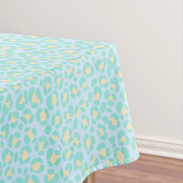 Leopard Blue Teal Yellow Tablecloth (In Situ)