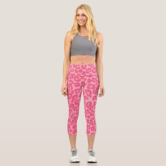 Leopard Blush  Capri Leggings (Front)