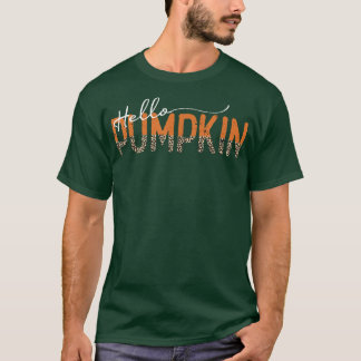 Leopard Boho Hello Pumpkin Cute Autumn Halloween T T-Shirt